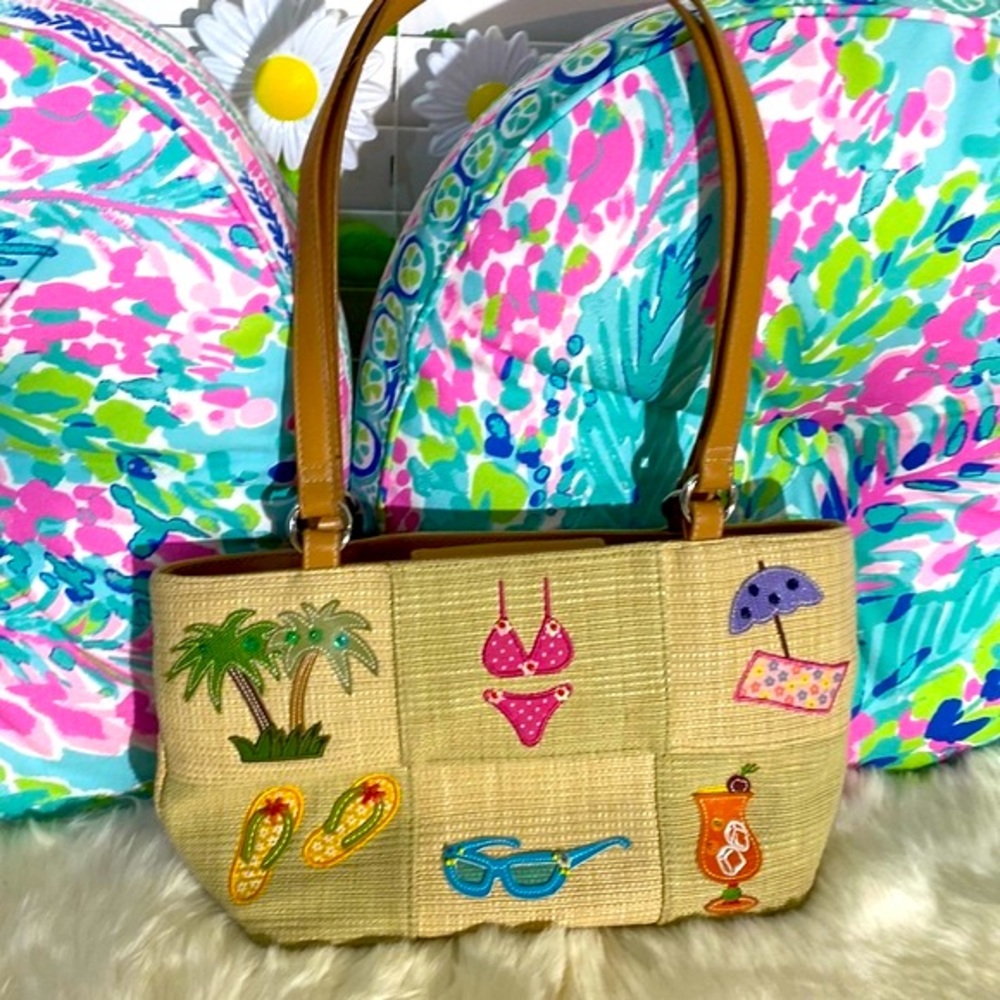 Cute embroidered beach theme handbag